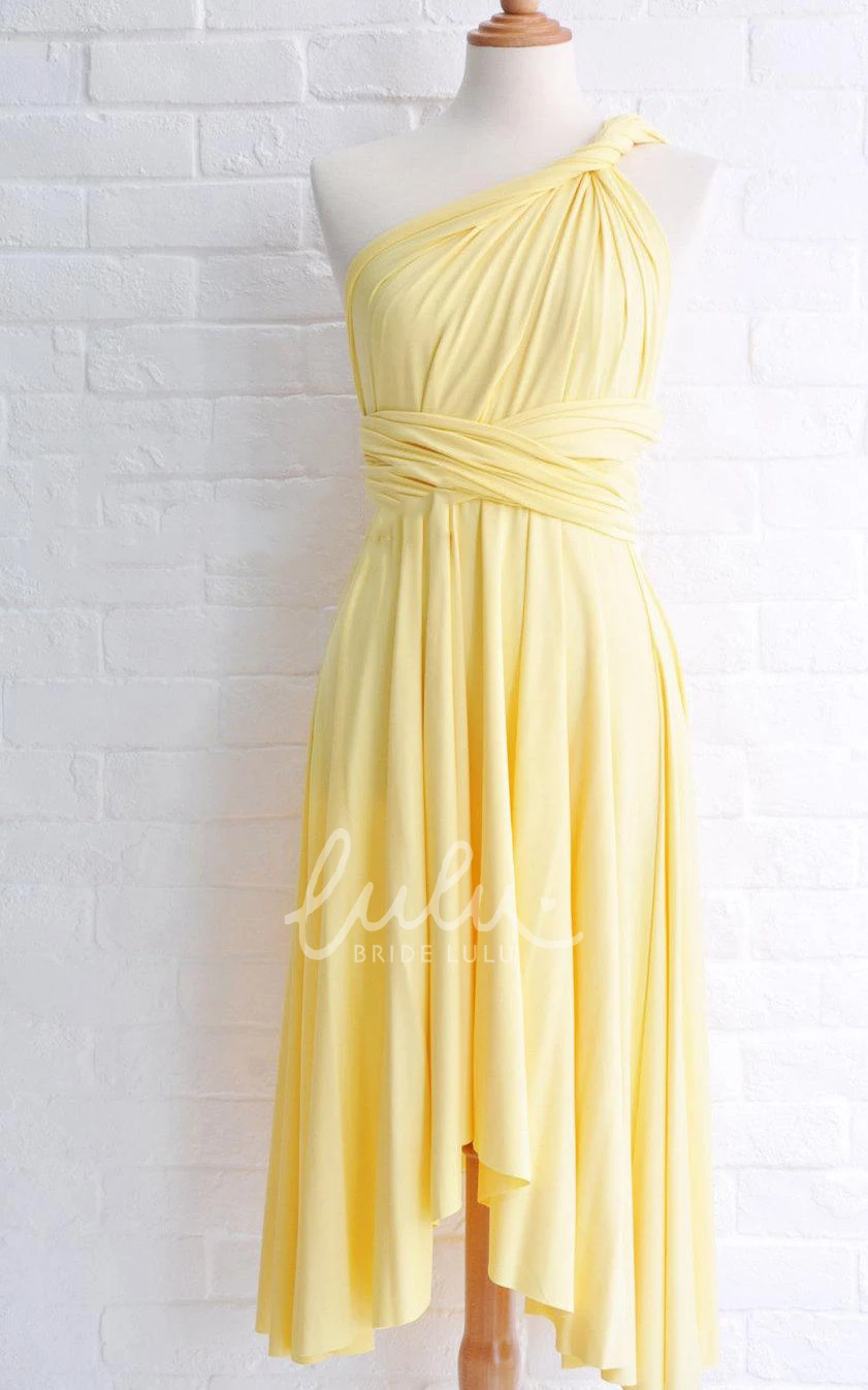 Infinity Sunshine Yellow Knee Length Wrap Convertible Dress