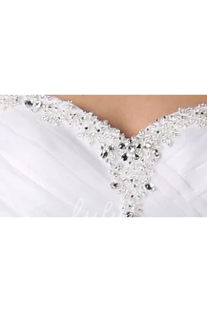 Crystal Organza Asymmetrical Bridal Gown with Layered Skirt Wedding Dress