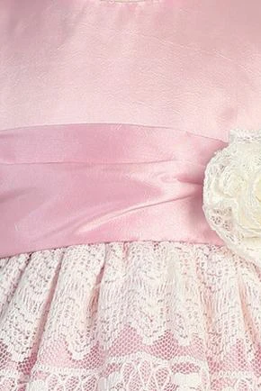 Lace&Taffeta Flower Girl Dress Tea-Length