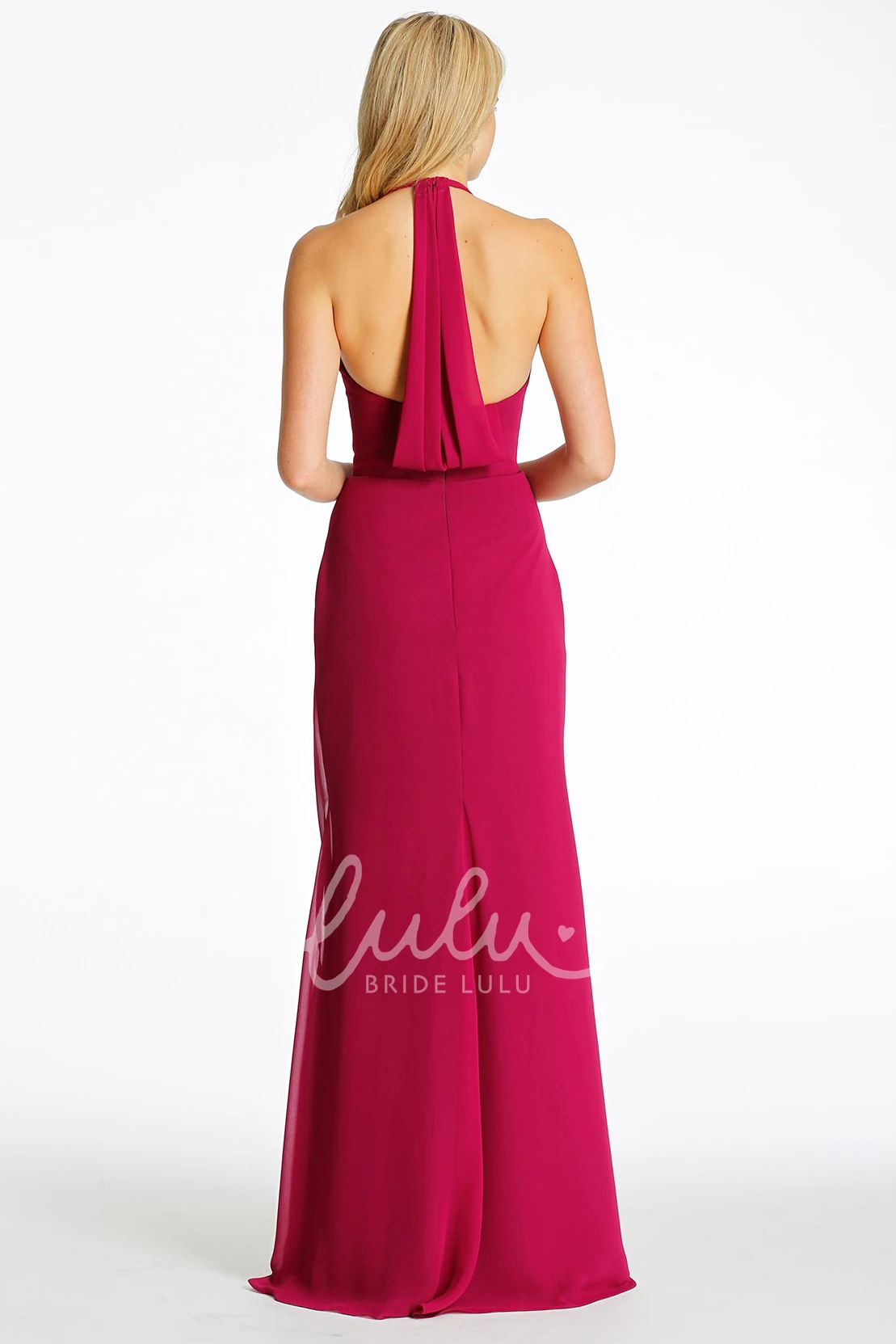 Sleeveless Chiffon Halter Bridesmaid Dress with Straps Elegant Bridesmaid Dress