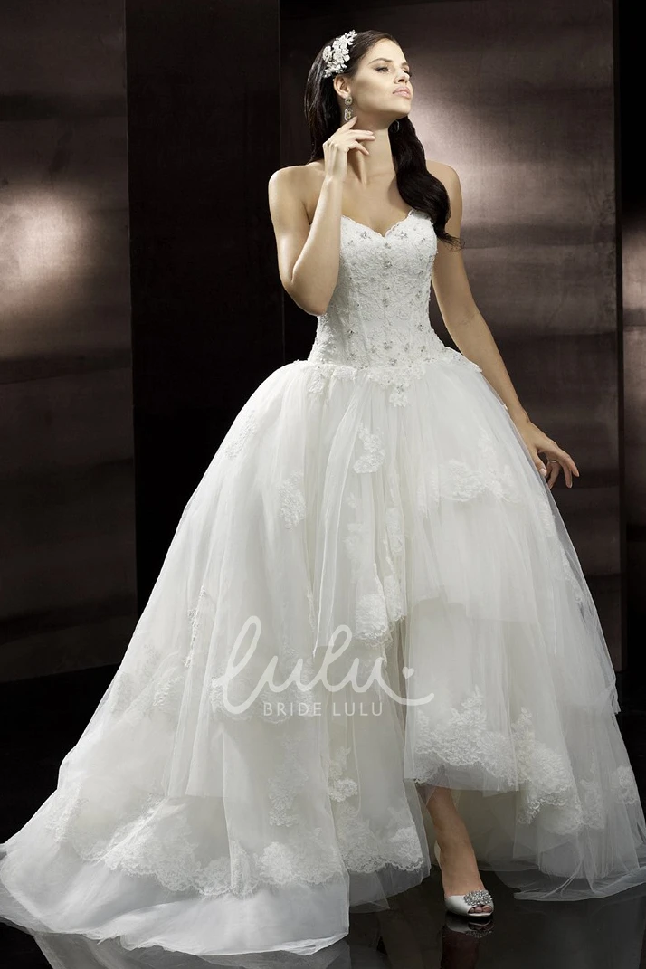 Tiered Tulle Sweetheart High-Low Wedding Dress With Court Train Unique Bridal Gown 2025