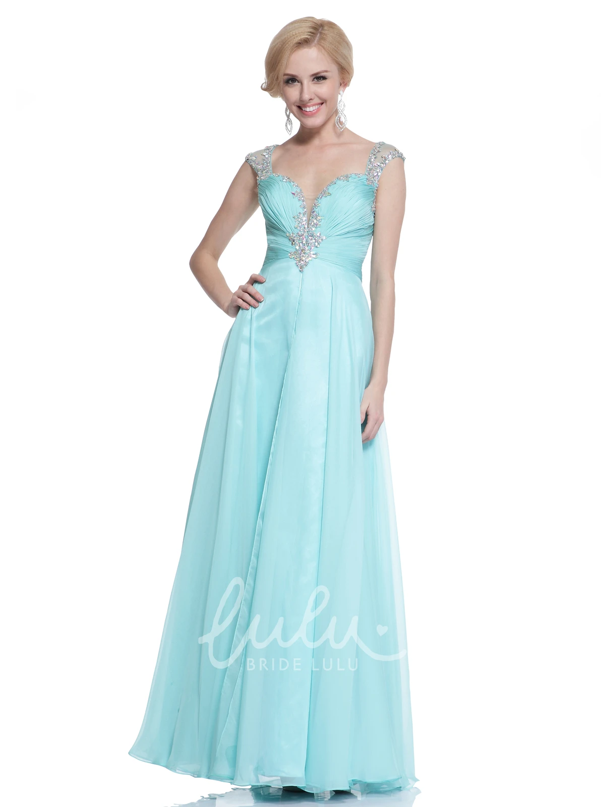 Ruched A-Line Bridesmaid Dress with Queen Anne Neckline and Keyhole