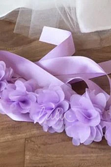 Tiered Floral Chiffon&Tulle Tea-Length Flower Girl Dress