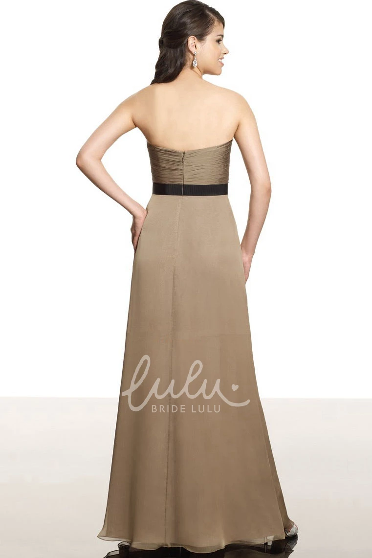 Floor-Length Strapless Chiffon Bridesmaid Dress with Ruched Detail Classy Dress