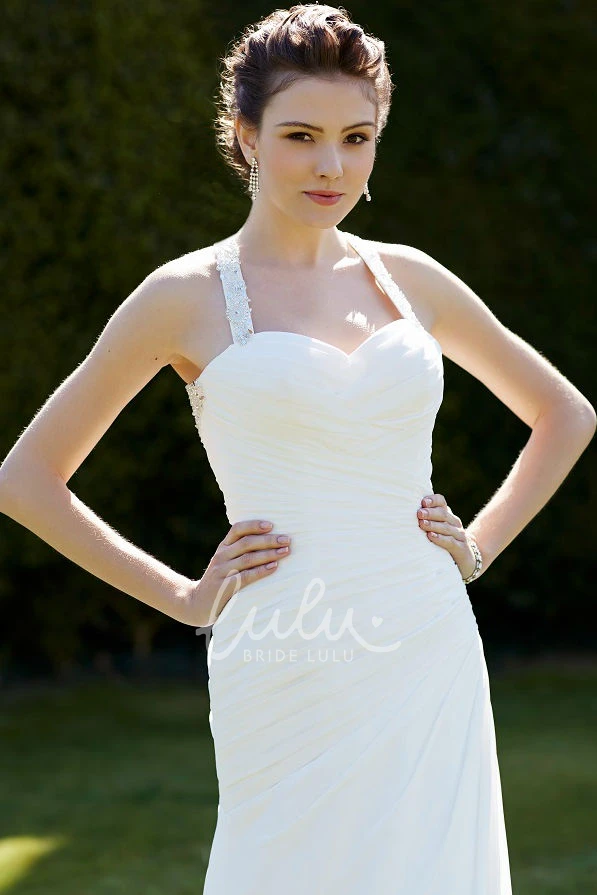 Criss-Cross Chiffon Halter Wedding Dress with Court Train Elegant and Flowy