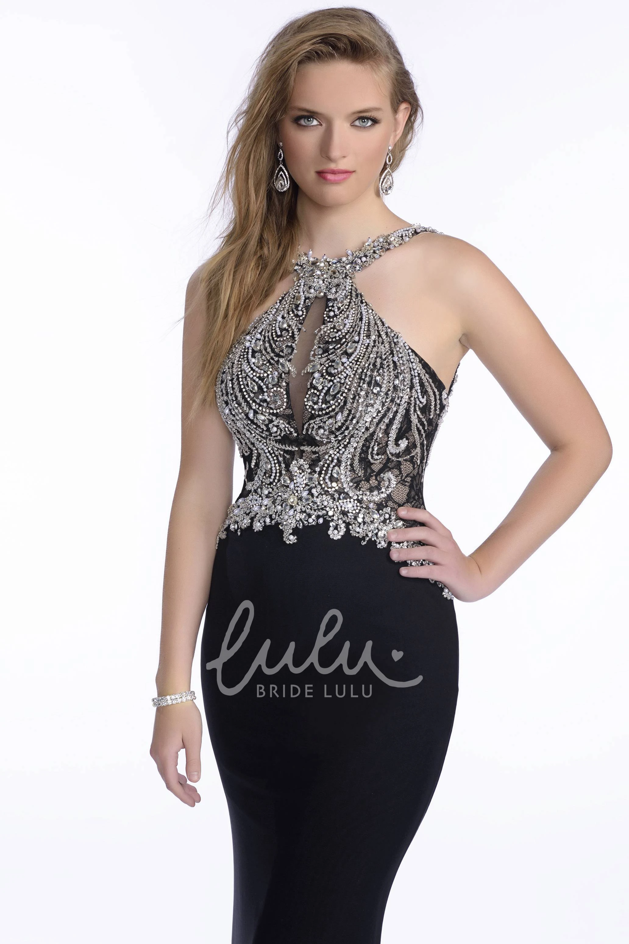 Sleeveless Beaded Sheath Chiffon Bridesmaid Dress