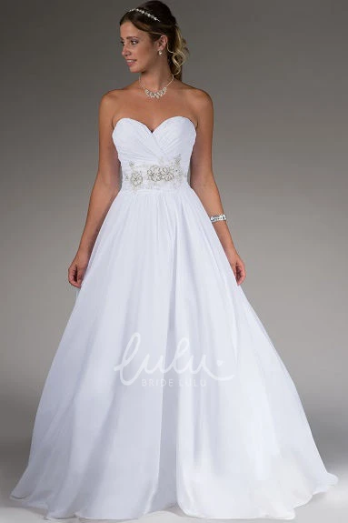Beaded A-line Taffeta Wedding Dress with Flower Waist