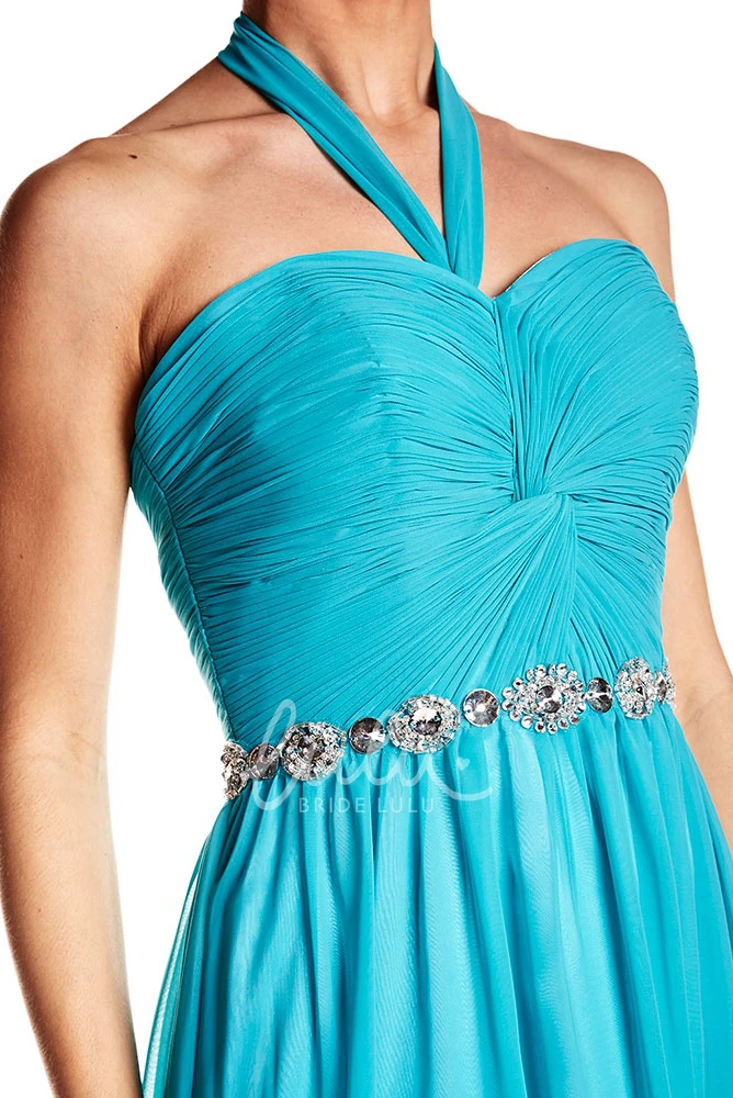 Criss-Cross Halter Chiffon Prom Dress Sleeveless Floor-Length
