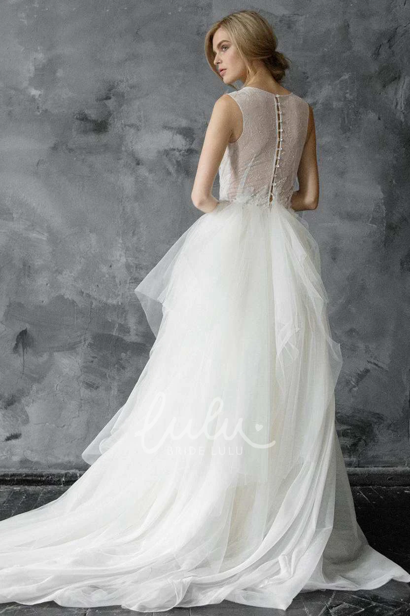 Embroidered Tulle Wedding Dress with Beads & Lace