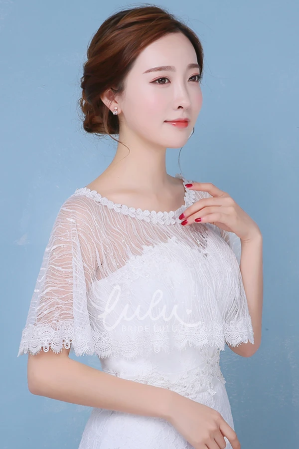 Sequined Lace Cape-style Cloak Unique Wedding Shawl for Brides