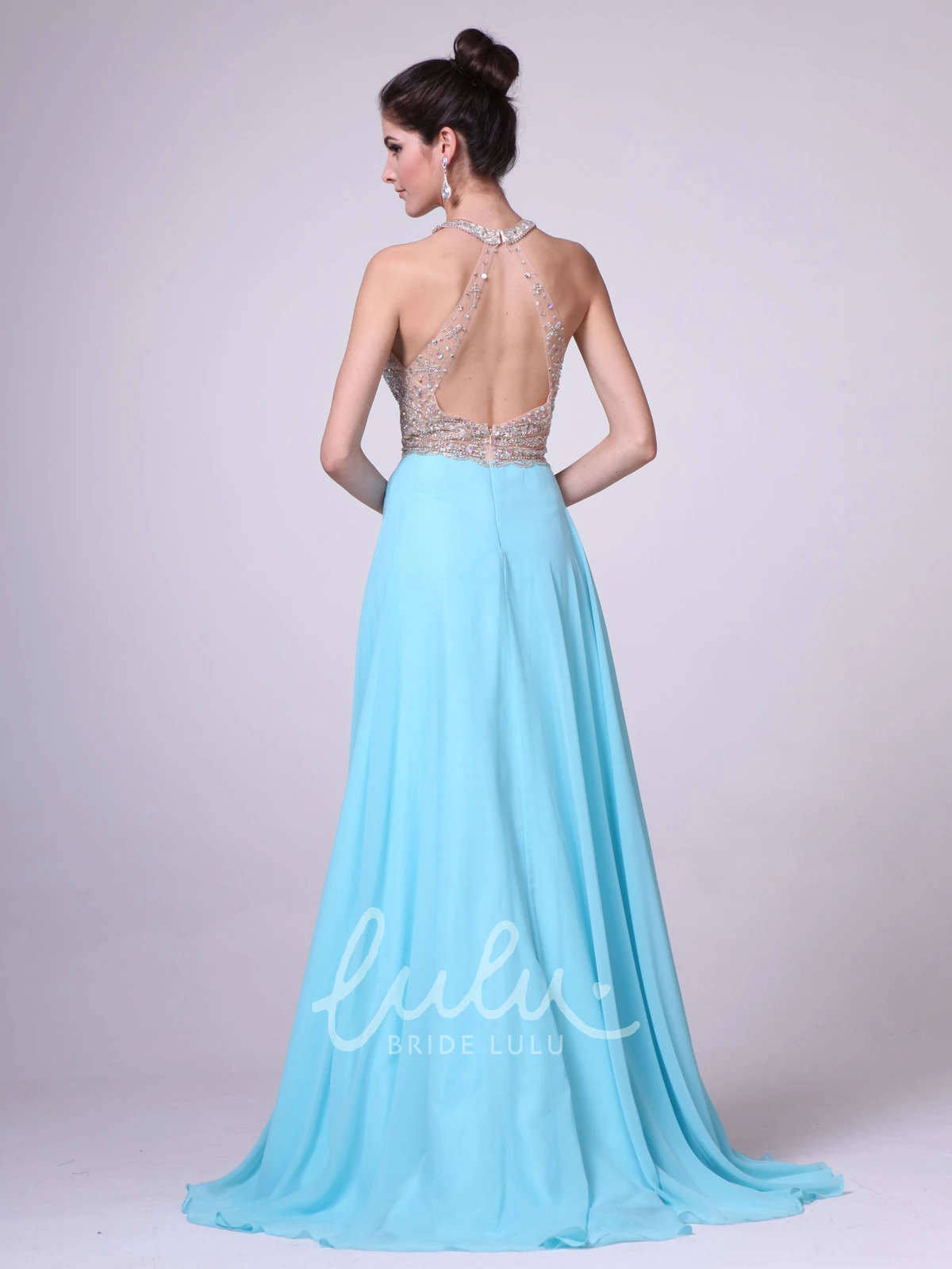 Chiffon Keyhole Bridesmaid Dress with Beading A-Line or Flowy