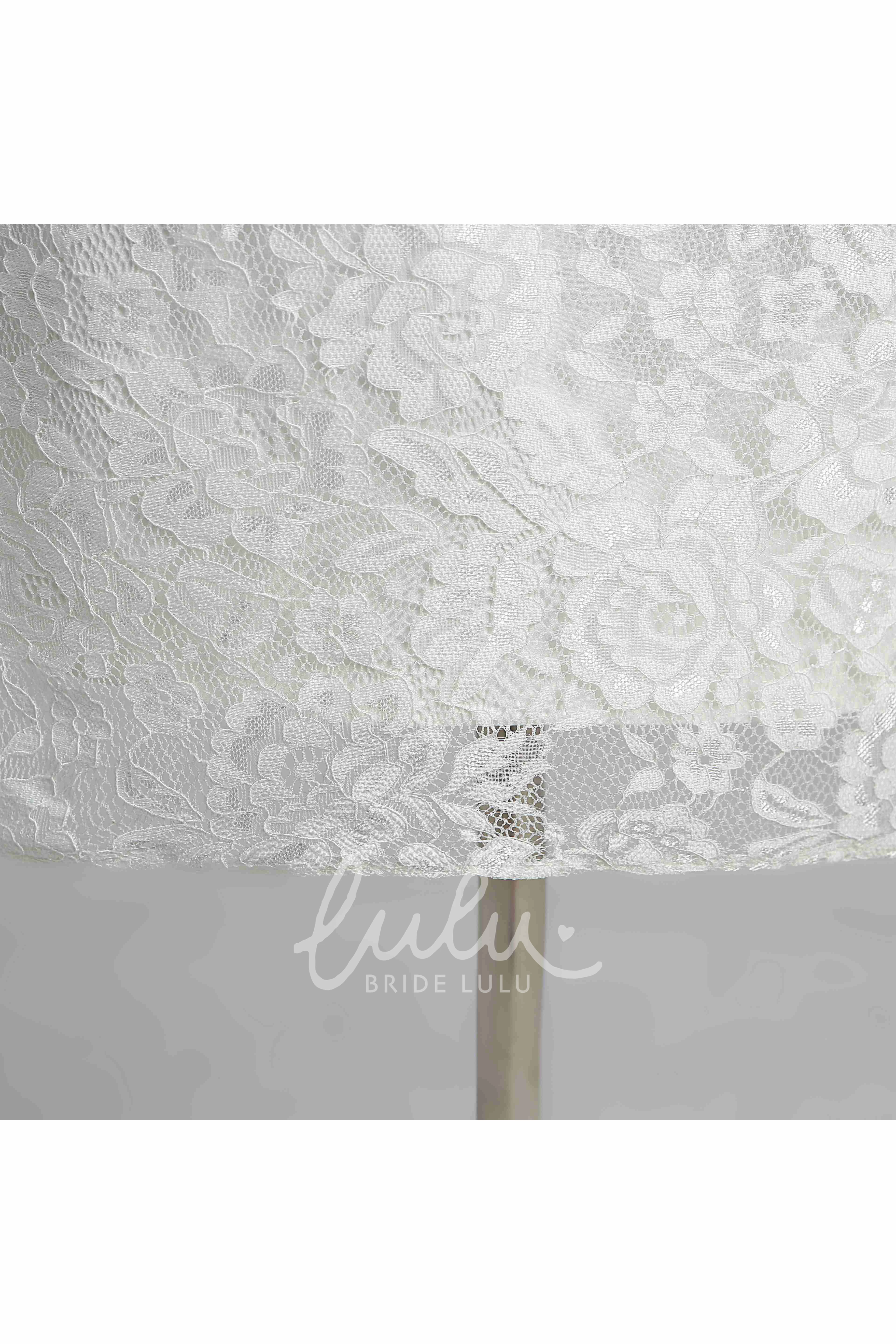 Lace A-line Wedding Dress with V-neckline Illusion 3/4 Sleeves and Ruched Details