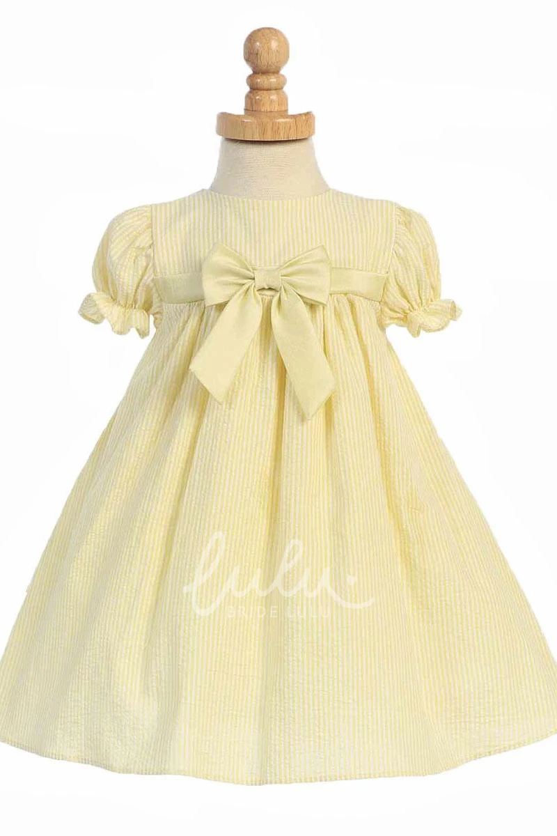 Tiered Cap-Sleeve Flower Girl Dress with Split Tea-Length Bridesmaid Dress