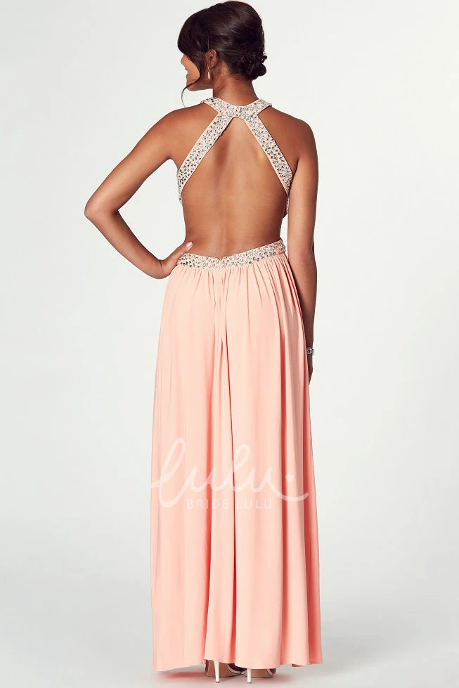 Sleeveless Chiffon Ruched Prom Dress Maxi Women's Elegant