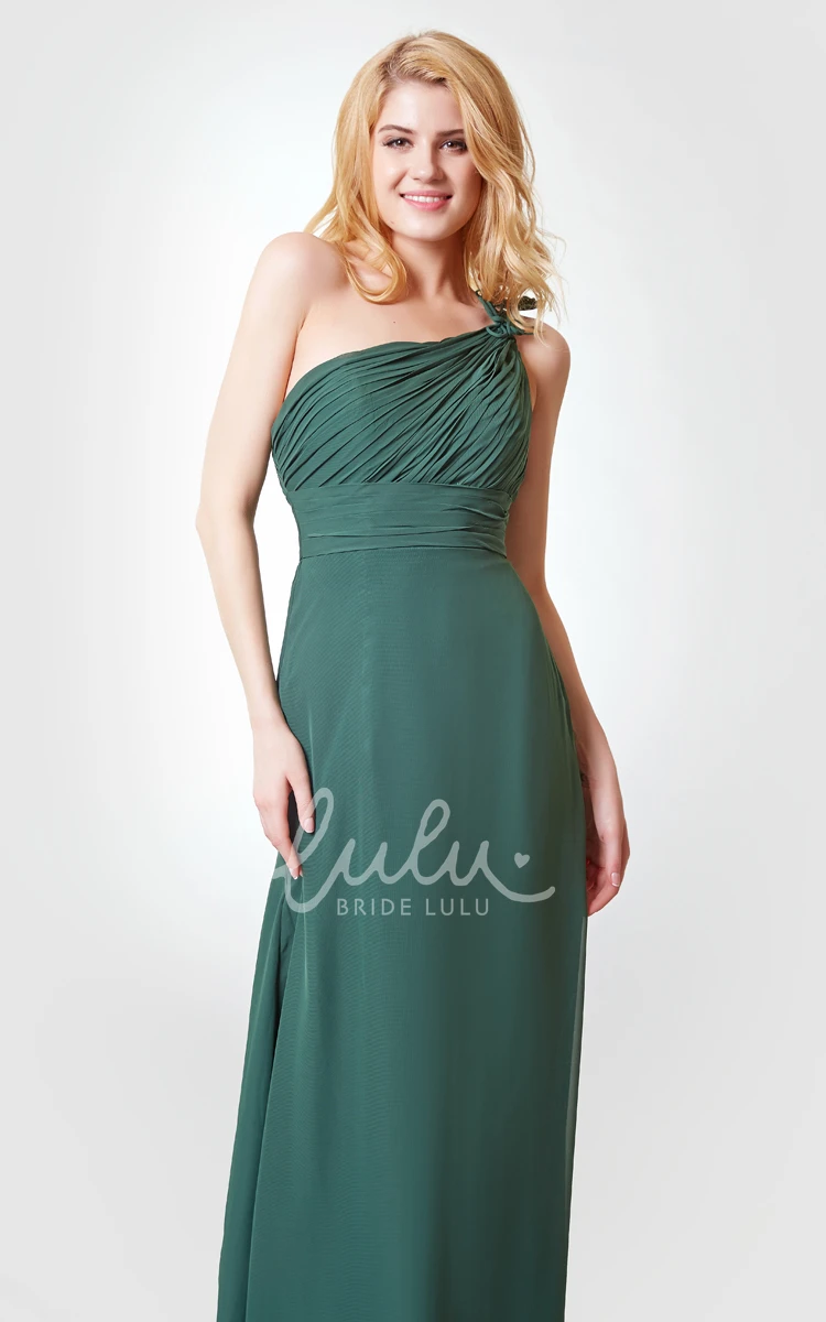 Chiffon Sleeveless A-line Bridesmaid Dress with Flower Long