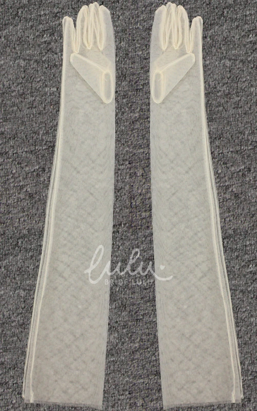 Tulle Black White Champagne Long Gloves Transparent Wedding Gloves
