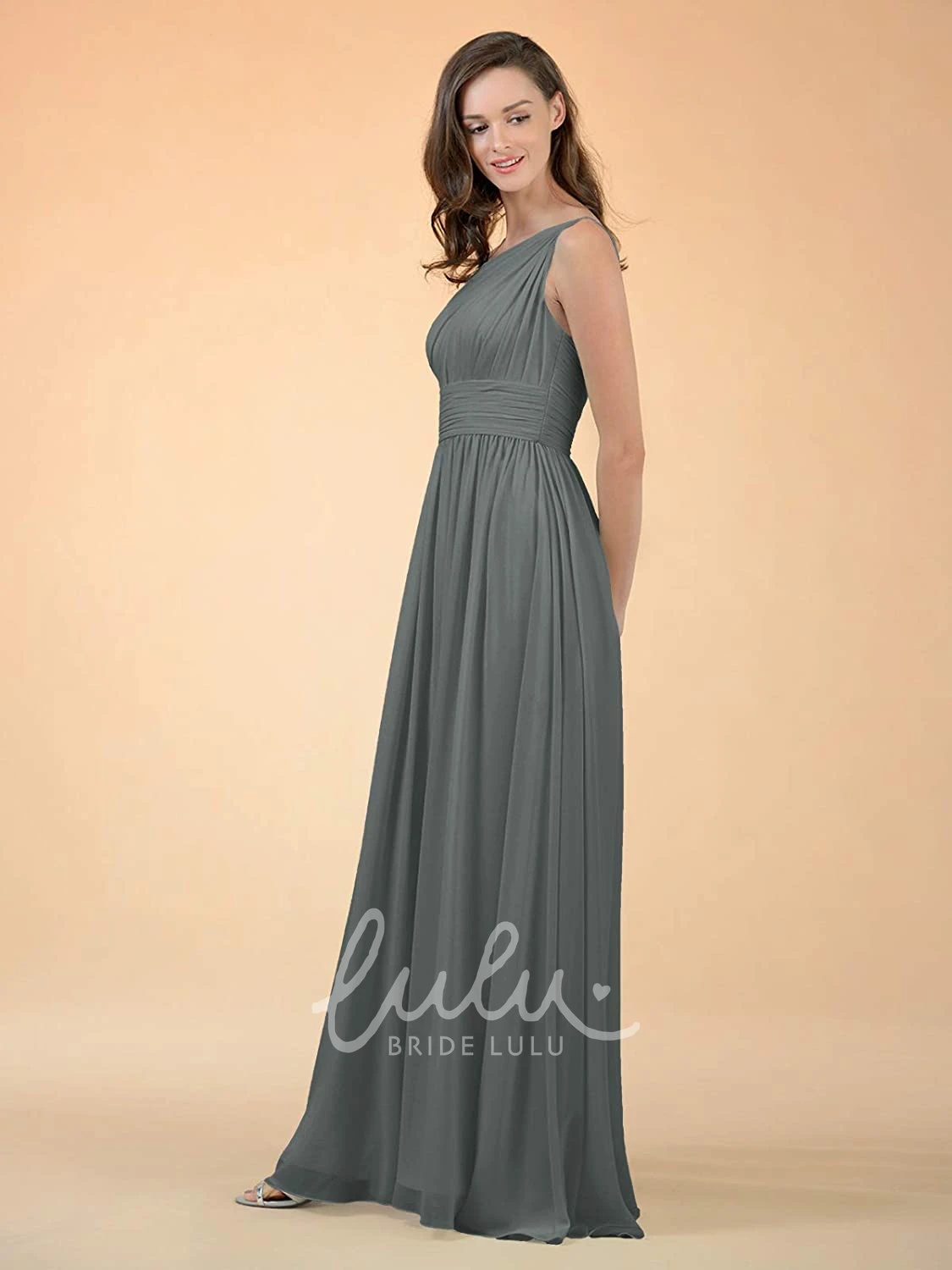 Chiffon One-Shoulder A-Line Bridesmaid Dress with Ruching Simple & Elegant