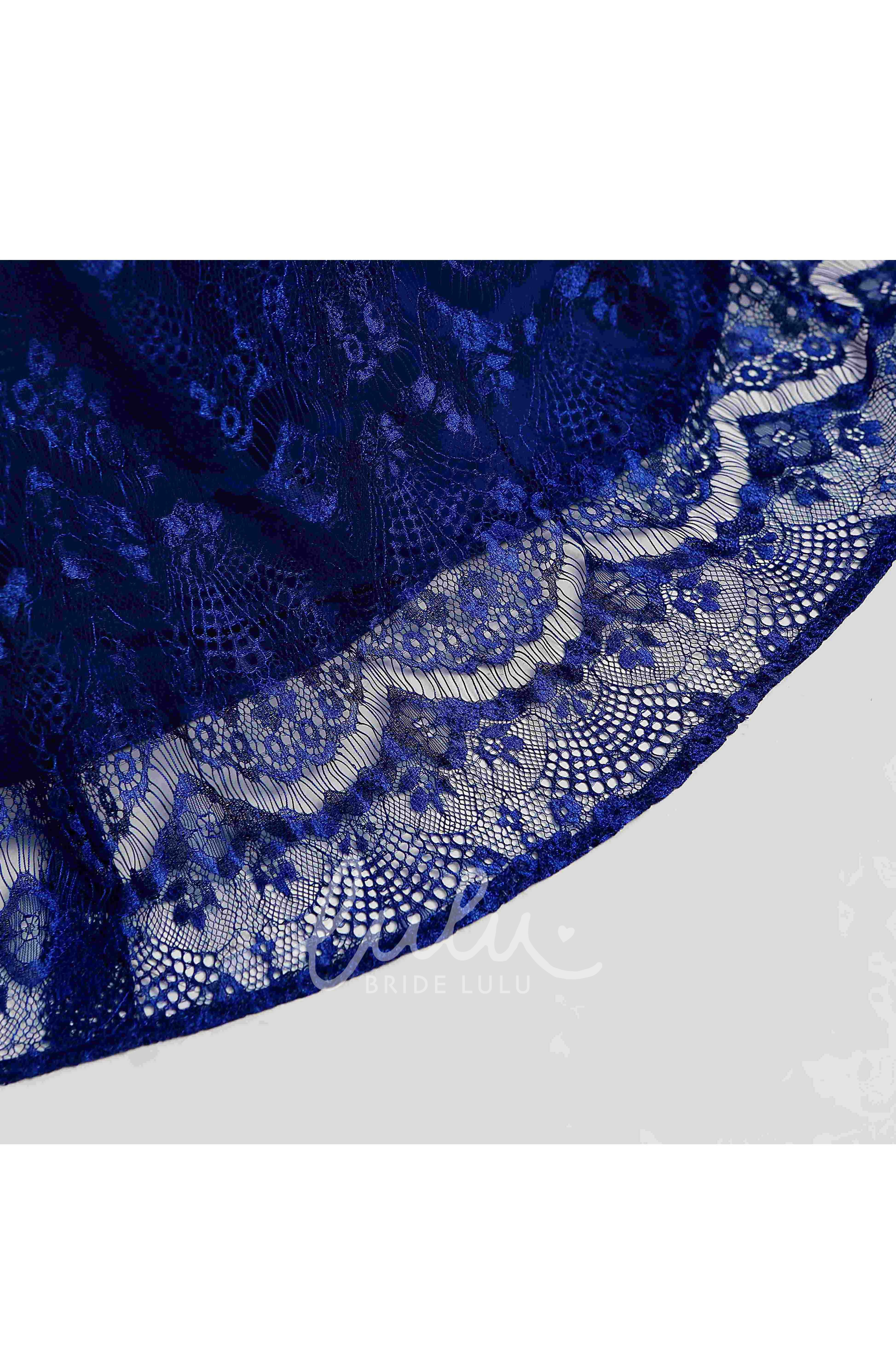 Cap Sleeve V-neck Lace Bridesmaid Dress with Ribbon