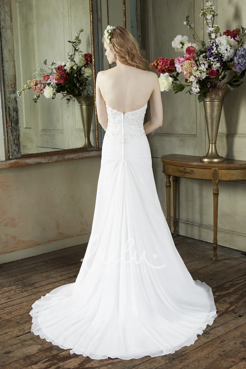 Sweetheart Sheath Wedding Dress with Beading Split Front and Appliques