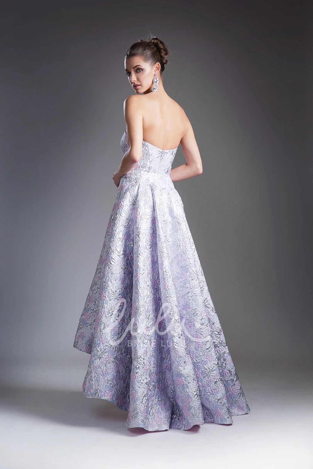 Strapless High-Low A-Line Bridesmaid Dress with Lace Pleats and Backless Design