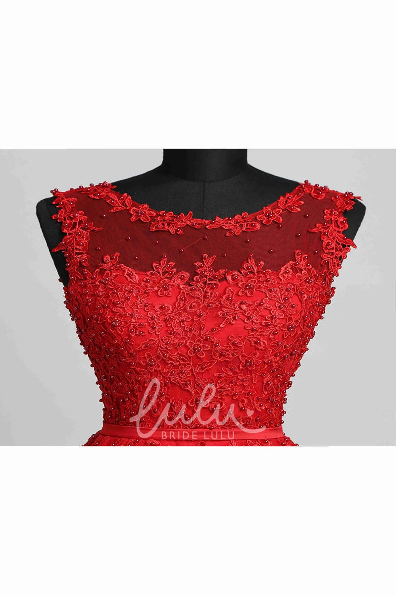 Modest Tulle A-Line Scoop Sleeveless Knee-Length Dress with Sequins for Prom