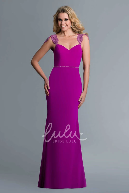 Elegant Cap-Sleeve Deep-V Back Sheath Dress for Women