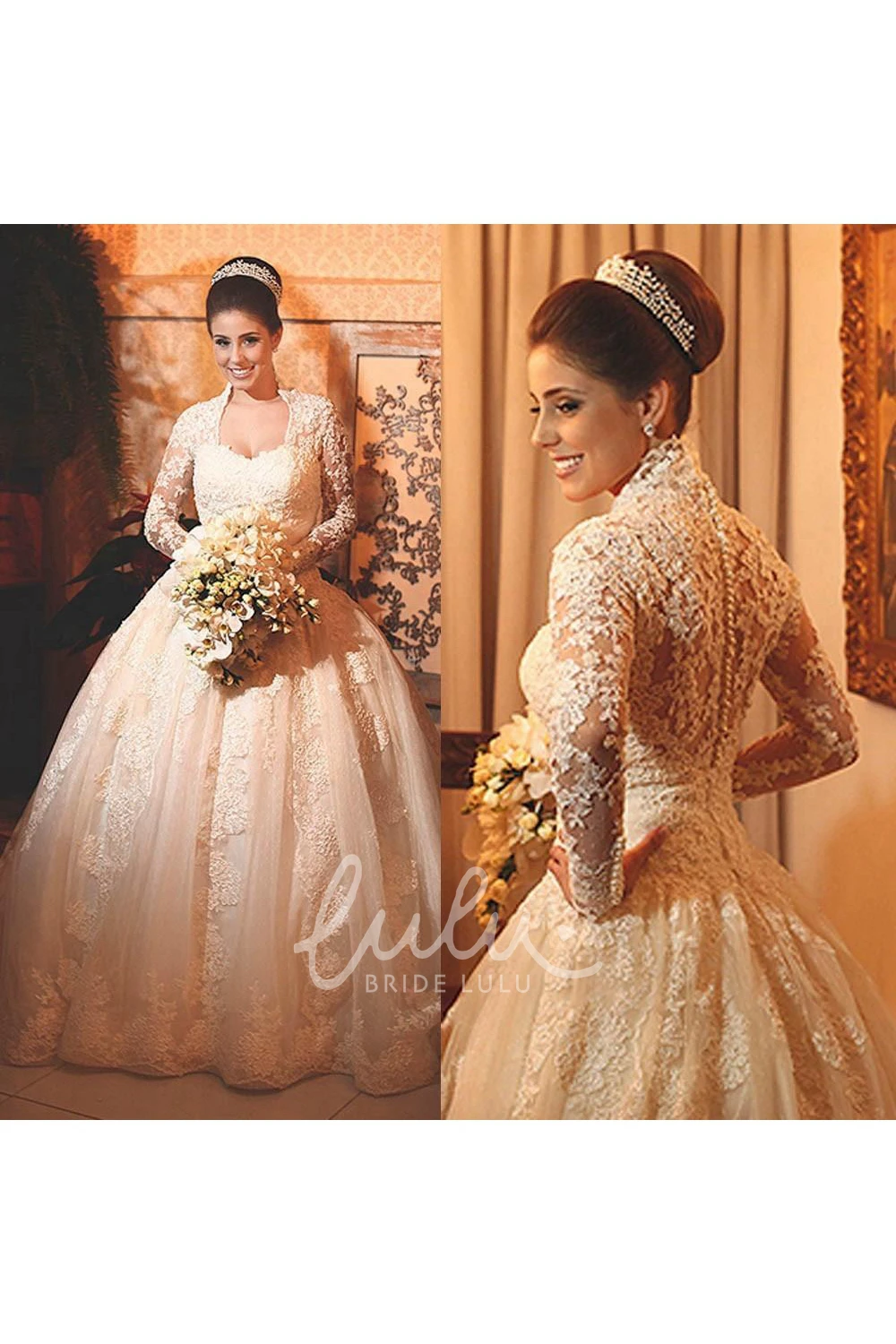 Long Sleeve Lace Wedding Dress with Ball Gown Wedding Dress