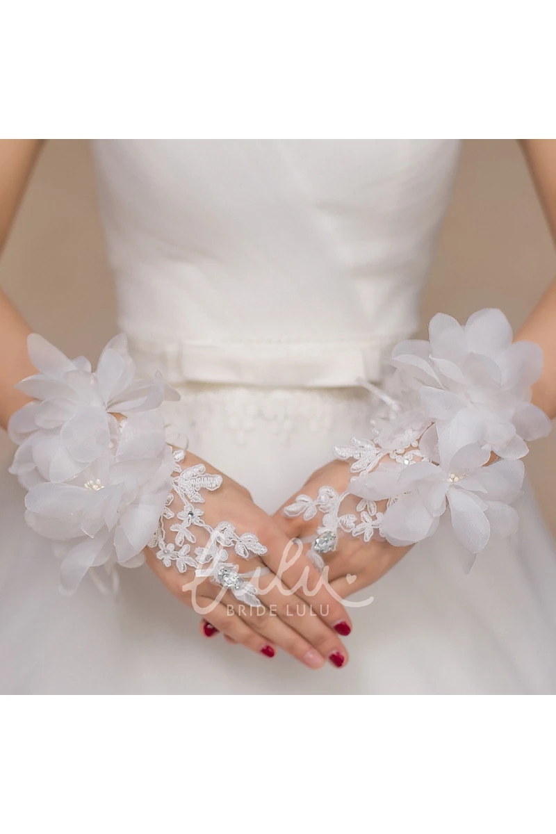Lace Short Gloves with Hook Wedding Dress Accessory
