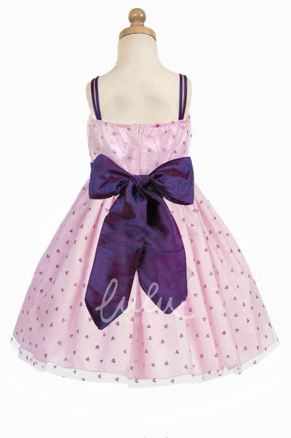 Tiered Tulle Spaghetti Strap Flower Girl Dress Tea-Length Bridesmaid Dress