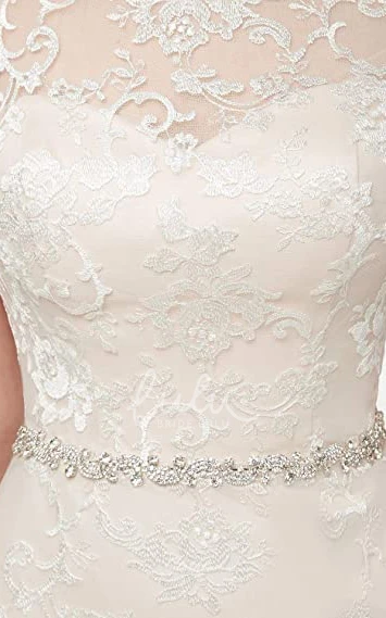 Lace Jewel Neckline Wedding Dress with Adorable Appliques Elegant Garden Wedding Dress