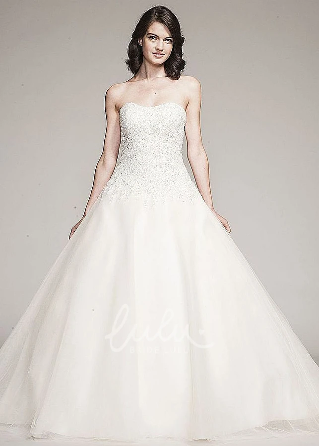 Beaded Tulle Ball Gown Wedding Dress with Strapless Neckline