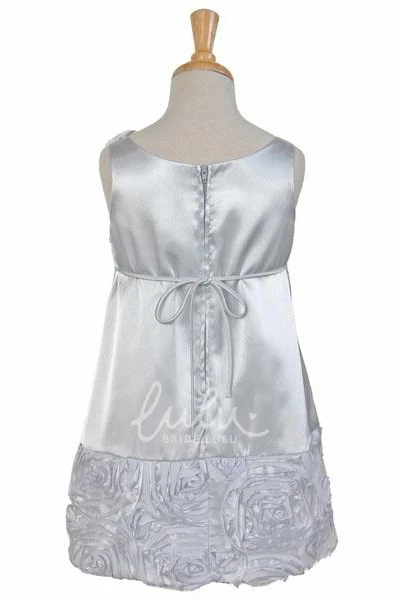 Cape Lace&Charmeuse Flower Girl Dress Knee-Length Embroidered