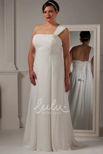 Crystal One Shoulder Bridal Gown with Lace Up Wedding Dress