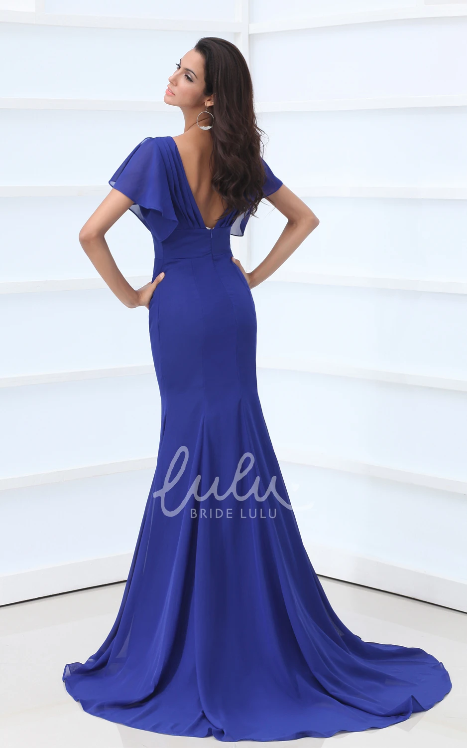 Ethereal Chiffon Bell-Sleeve Maxi Dress with Pleats for Formal Events