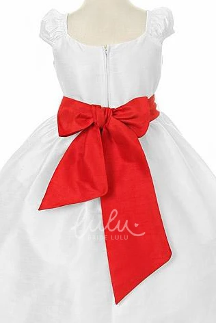 Tiered Floral Flower Girl Dress with Bow Ankle-Length