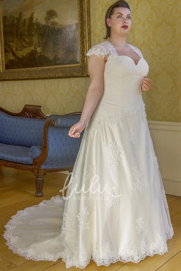 Cap Sleeve Lace Up Wedding Dress with Keyhole Classy Bridal Gown