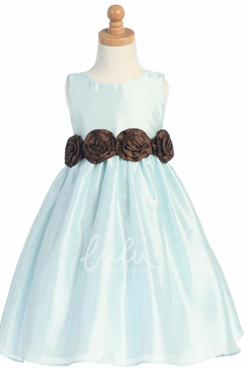 Tiered Organza Flower Girl Dress Tea-Length Flowy Women