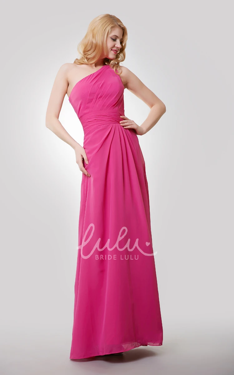 Ruched One-Shoulder Chiffon Dress Classy Prom Dress