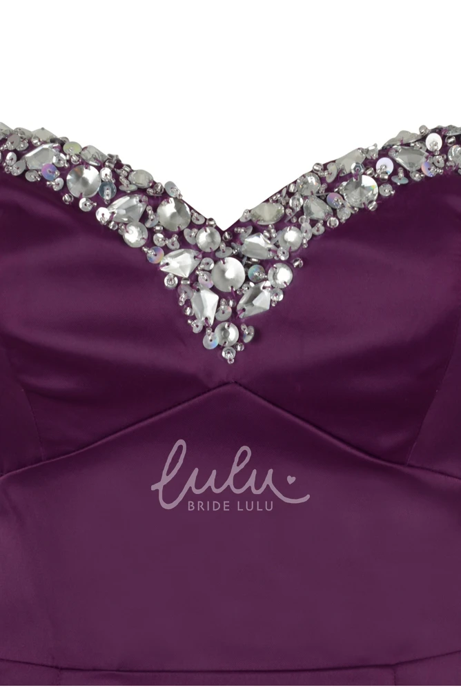 Sweetheart Floor-Length Satin Prom Dress with Beading Modern Sheath Sleeveless