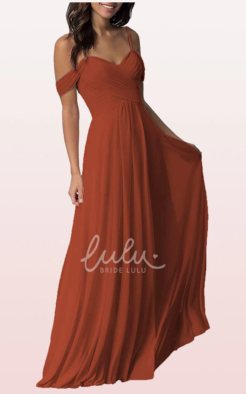 Off-the-Shoulder Chiffon A-Line Bridesmaid Dress with Ruching Flowy & Classy