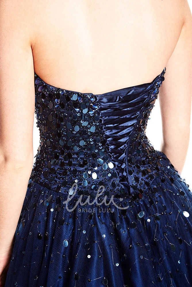 Strapless Beaded Tulle Prom Dress with Sequins and Corset Back Elegant Maxi Dress for Special Occasions