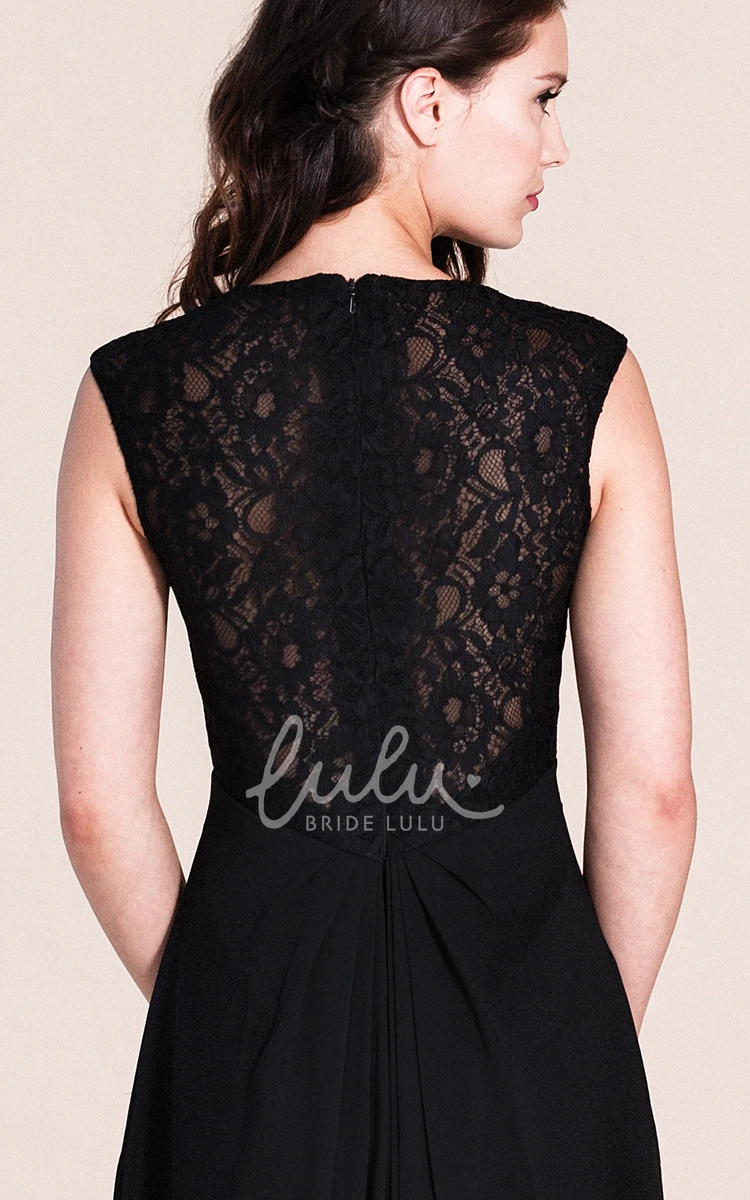 Illusion Back Long Plunging Neck Bridesmaid Dress in Elegant Style