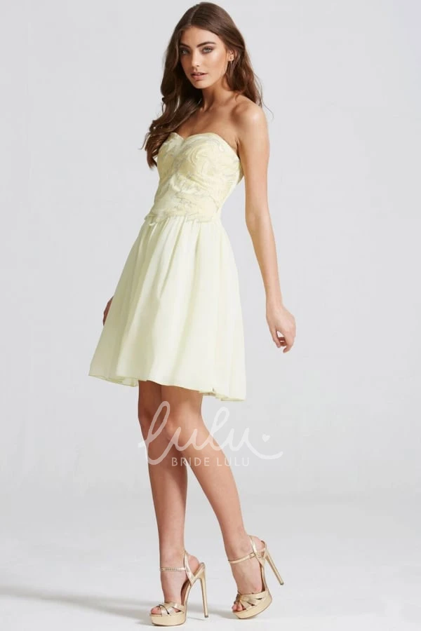 Sleeveless Beaded Chiffon Bridesmaid Dress Short Sweetheart