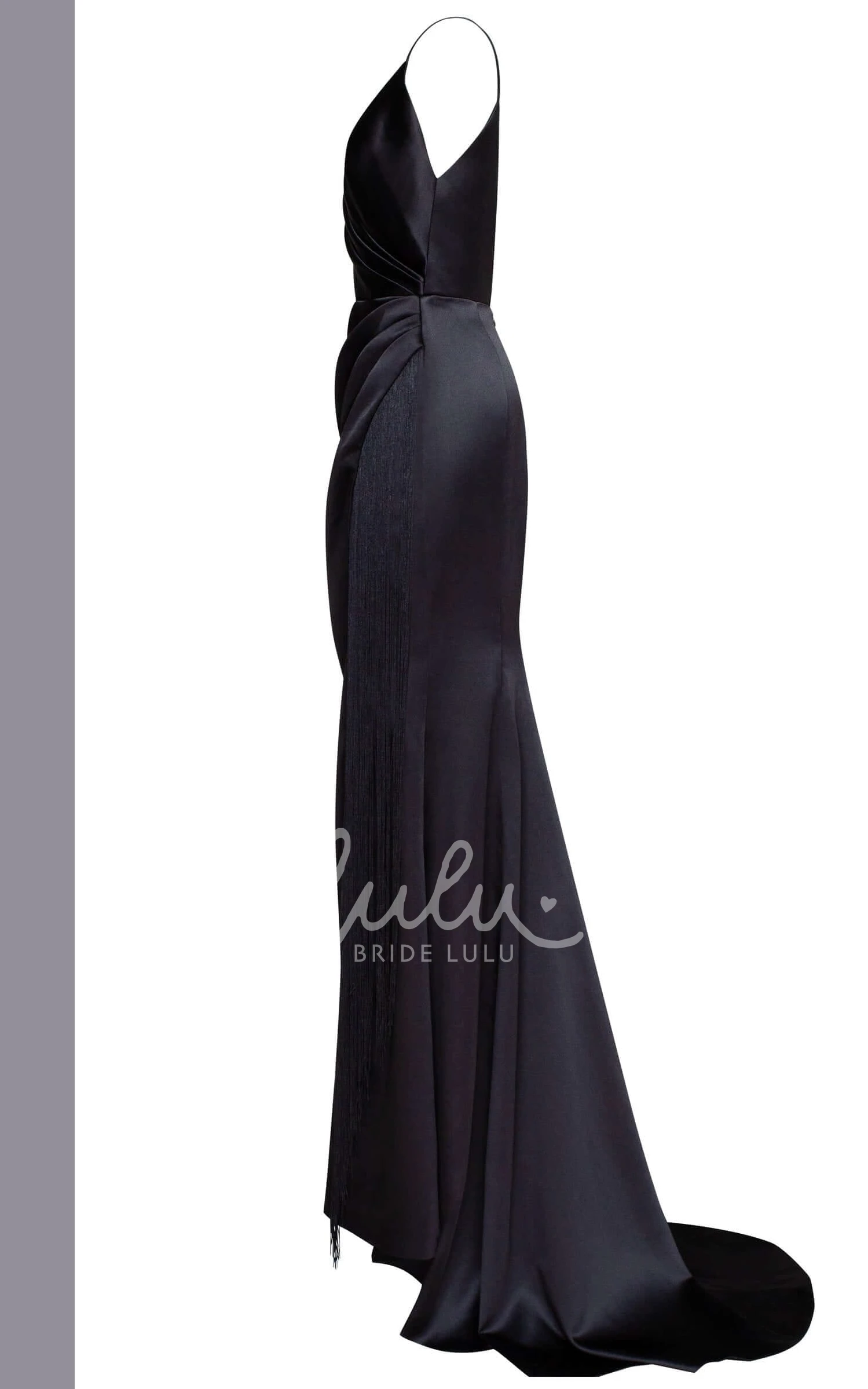Simple Satin Spaghetti Guest Dress with Open Back and Split Front Women's Formal Guest Dress