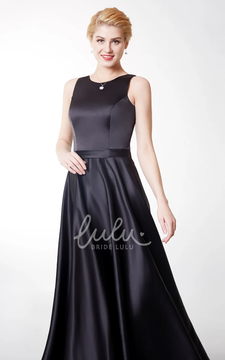 Satin Sleeveless Bridesmaid Dress with Pleats and Zipper Back Classy Bridesmaid Party Dress