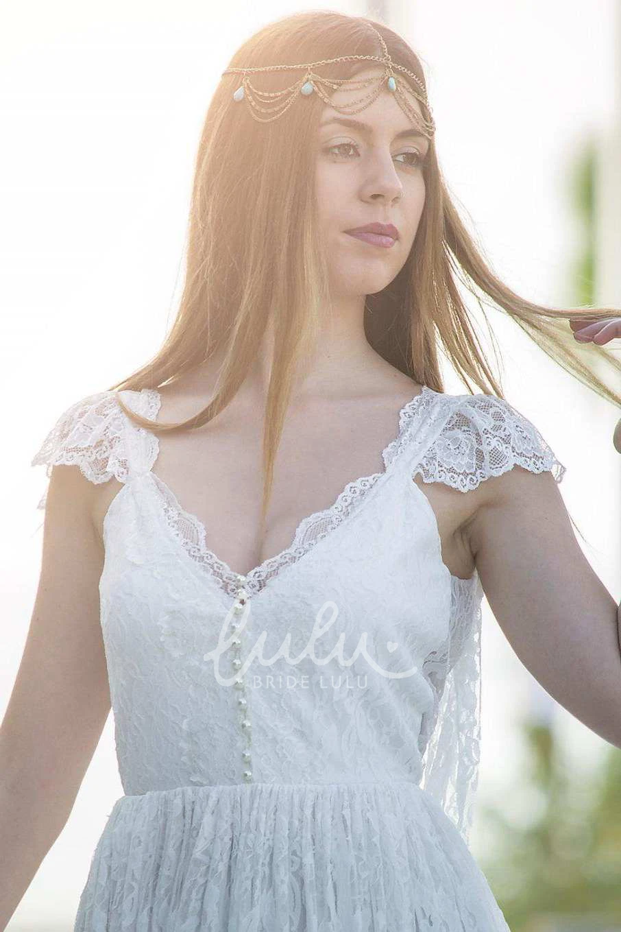 Backless Applique Lace Wedding Dress