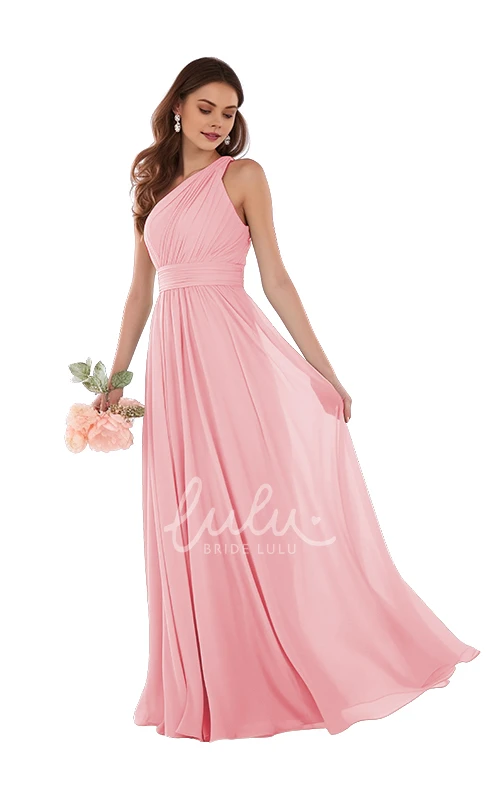 Elegant One-shoulder Chiffon Bridesmaid Dress A-Line 2025 Women