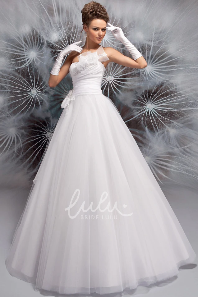 Strapless Tulle A-Line Wedding Dress Sleeveless Floor-Length