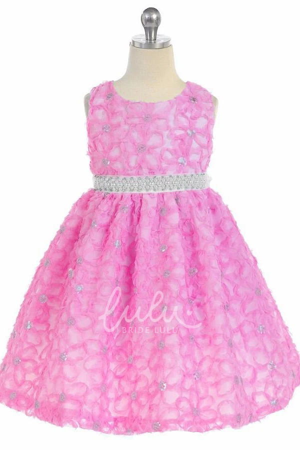 Beaded Sequins Tiered Girl Dress Flower Girl Dress