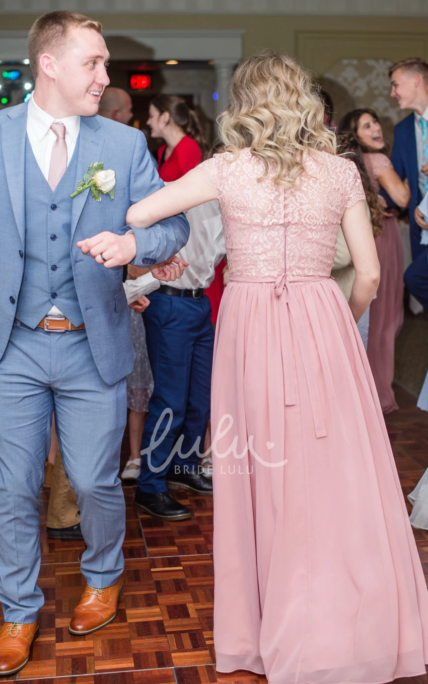 Lace Country Bridesmaid Dress with T-shirt Sleeves Boho & Charming